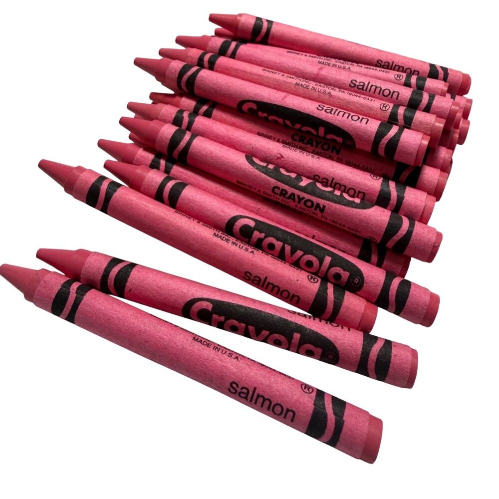 Vintage Retired Crayola Salmon Crayons Bulk Lot Of 24 Pieces For Art & Crafts